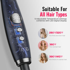 BrighterwithLena thermal brush offers 5 heat settings for different hair types.