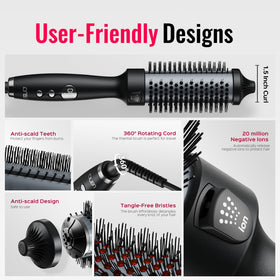 BrighterwithLena thermal brush bristles glide through hair for detangling and wrapping.