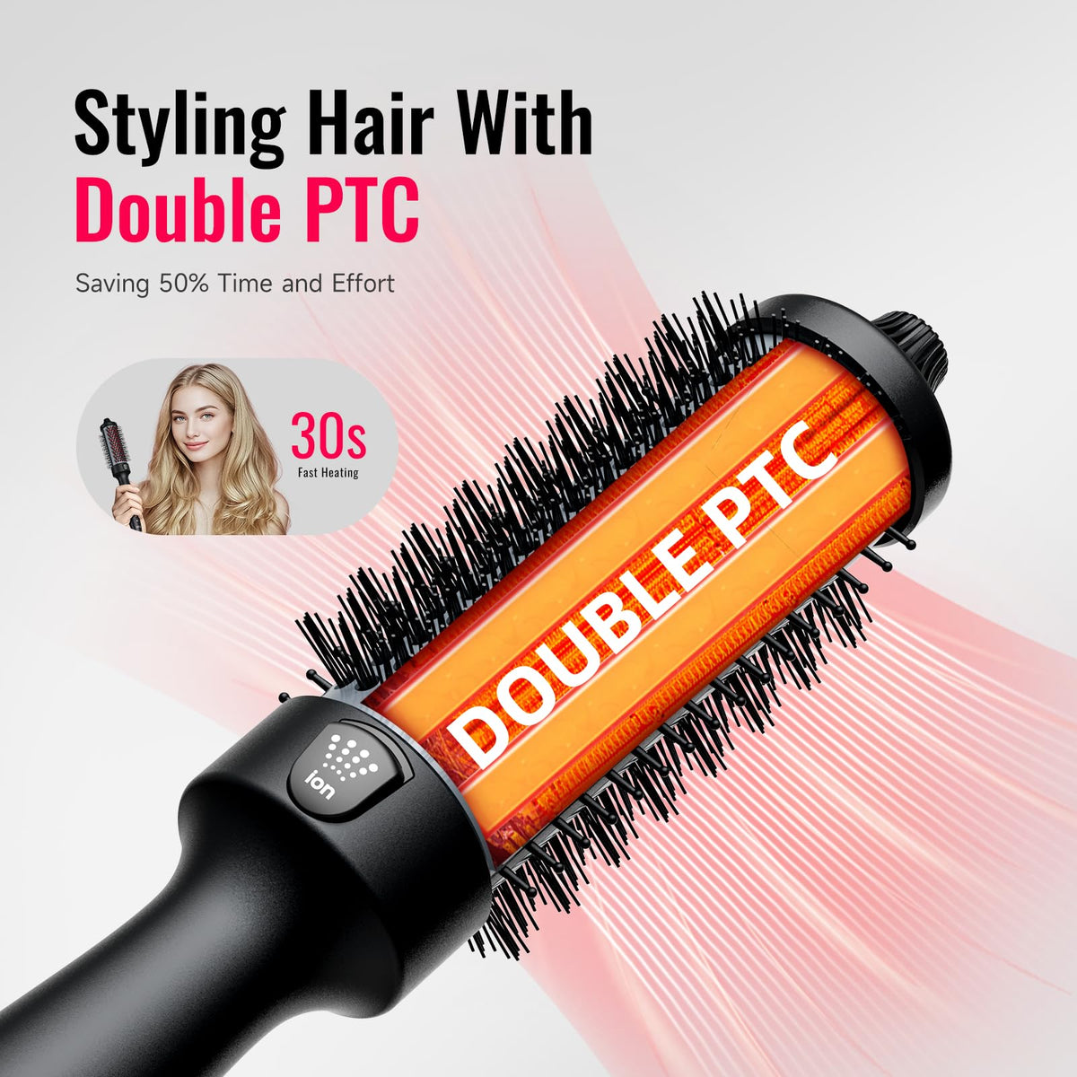 BrighterwithLena LED display shows precise temperature control during styling.