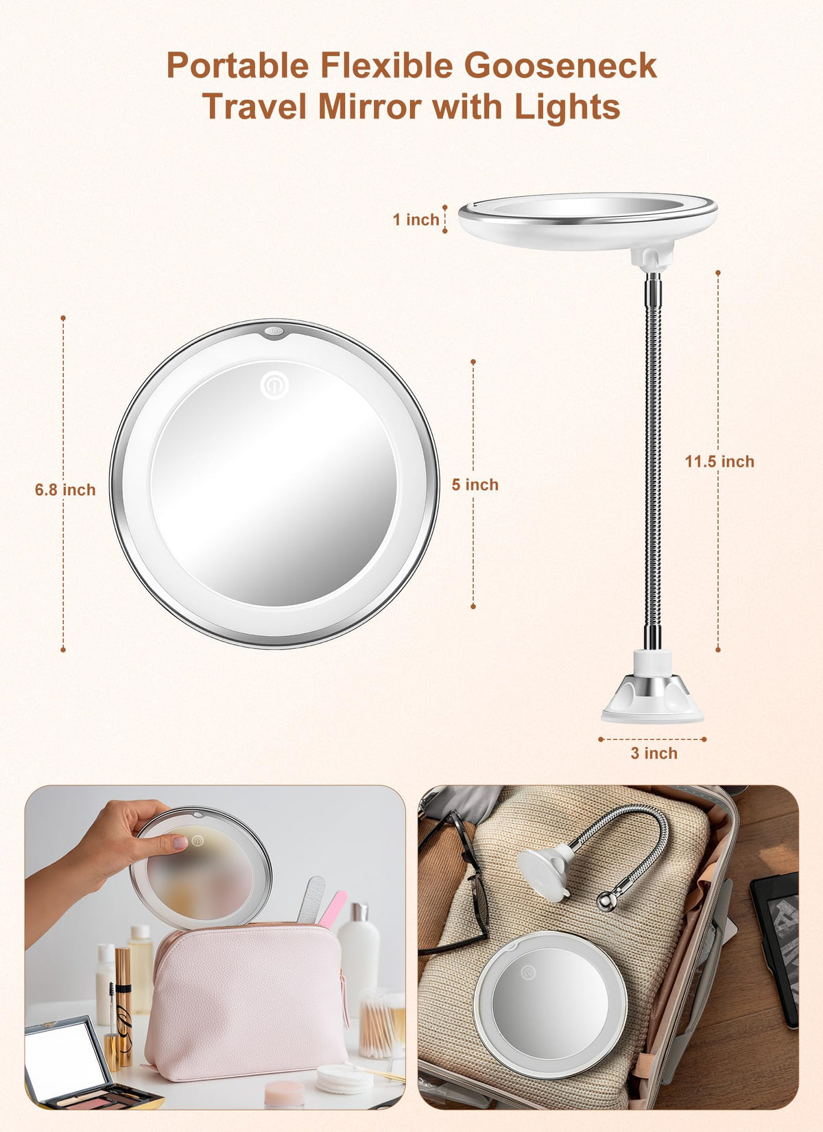Brightown mirror used for eyeliner and eyebrow tweezing precision