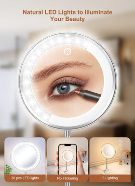 Brightown LED makeup mirror with three lighting modes for versatile use