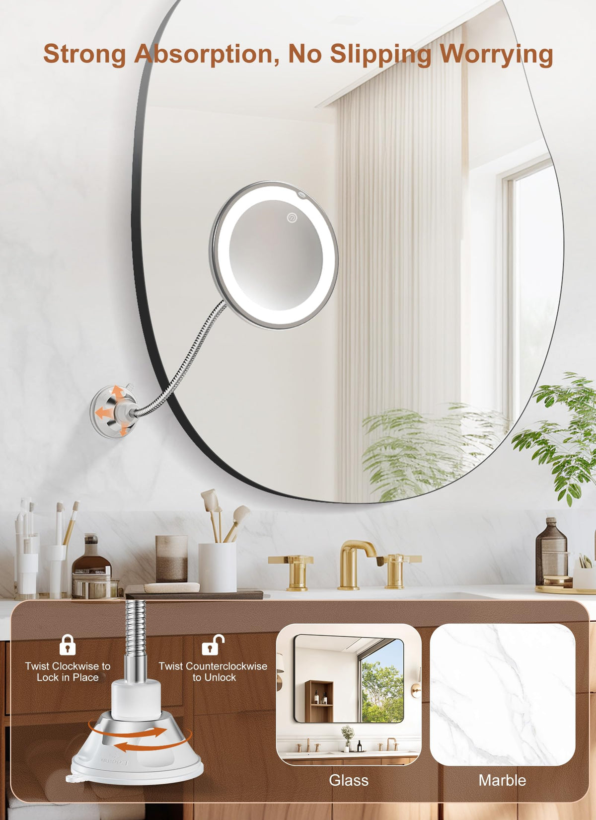 Brightown suction cup wall mount securely attaches to glass surfaces