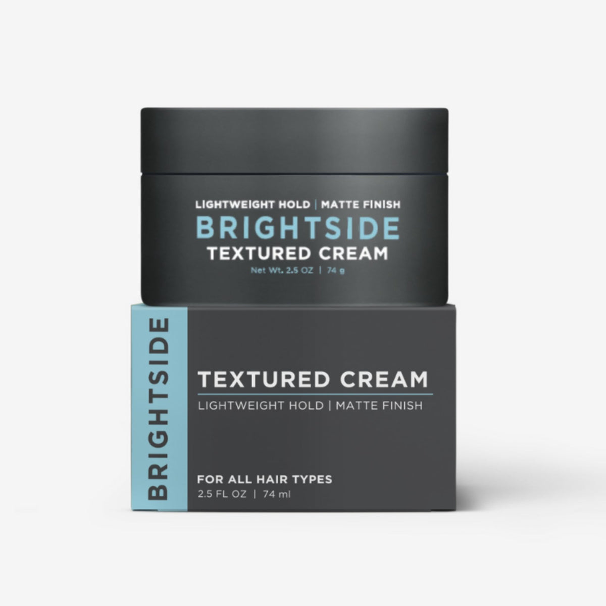 BRIGHTSIDE Textured Cream bottle close-up showing packaging and product details for easy styling