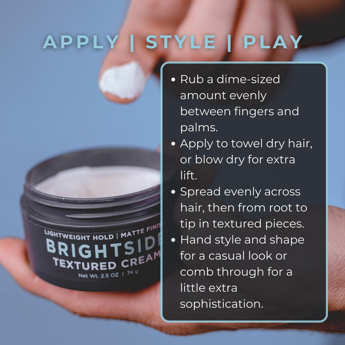 BRIGHTSIDE Textured Cream dispense pump ready for quick application and control