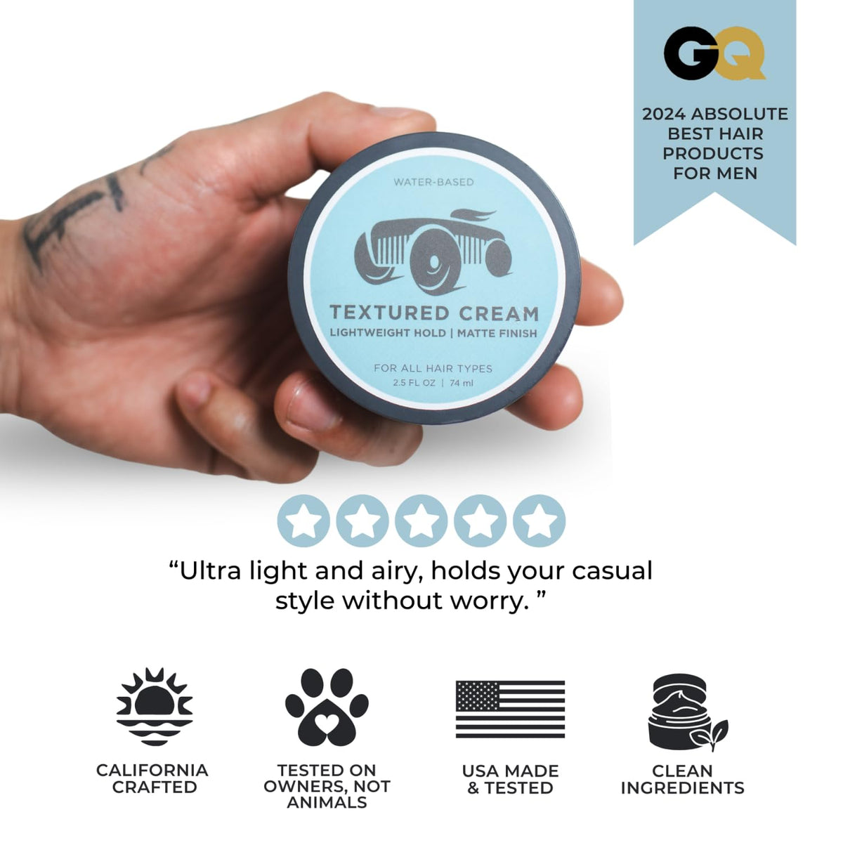 BRIGHTSIDE Textured Cream delivers a matte finish on styled hair for natural looks