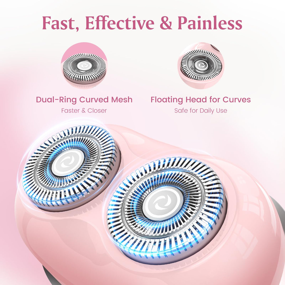 Brightup dual floating head system gliding over skin contours