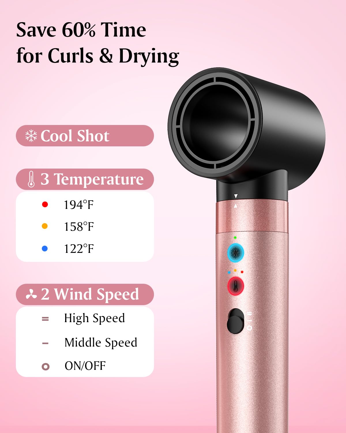 Brightup ergonomic handle and 360-degree cord ease of use during styling.