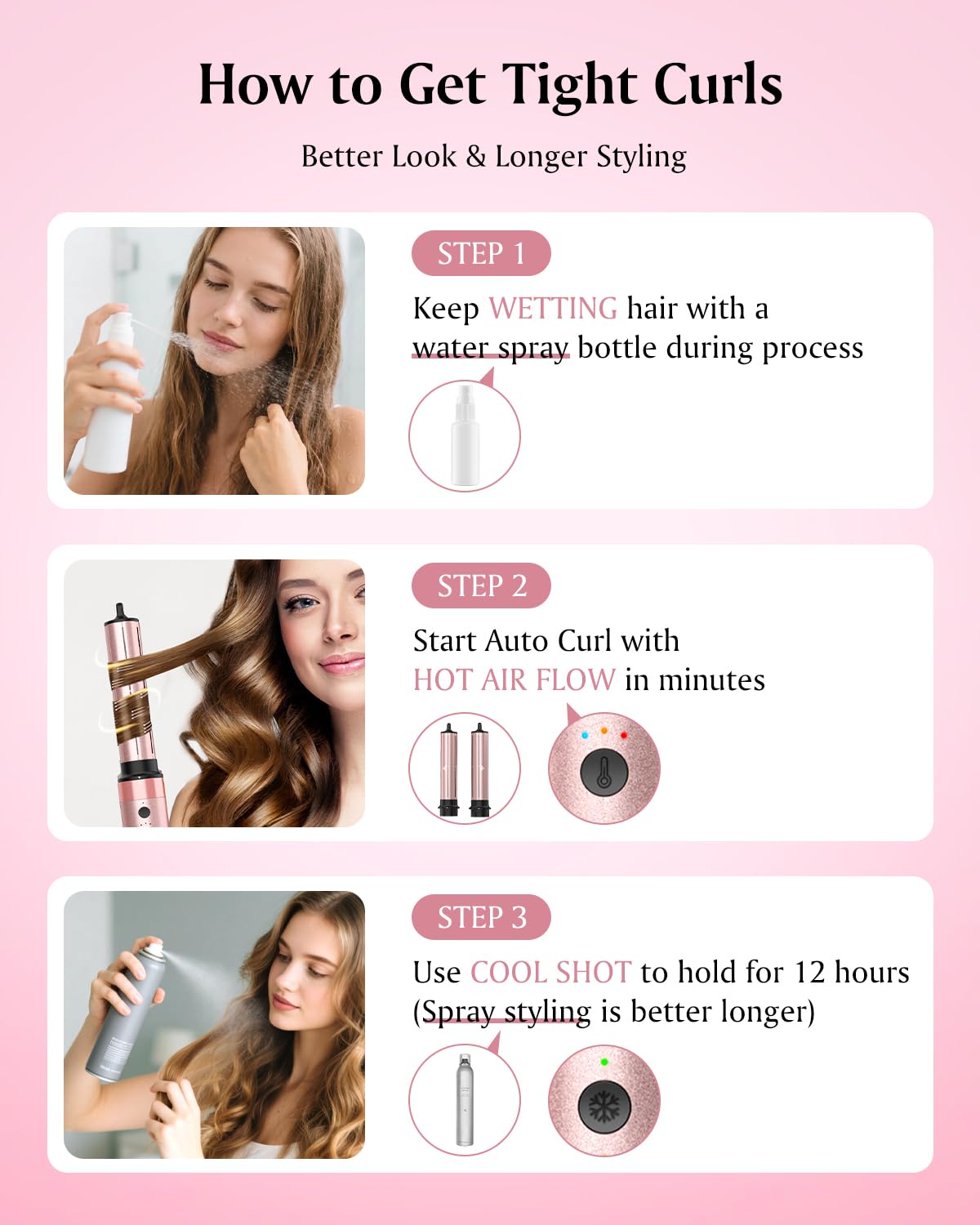 Brightup 120,000 RPM motor delivers fast drying and frizz control.