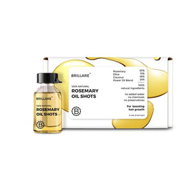 BRILLARE Rosemary Oil Shots bottle close-up highlighting a potent scalp-nourishing formula.