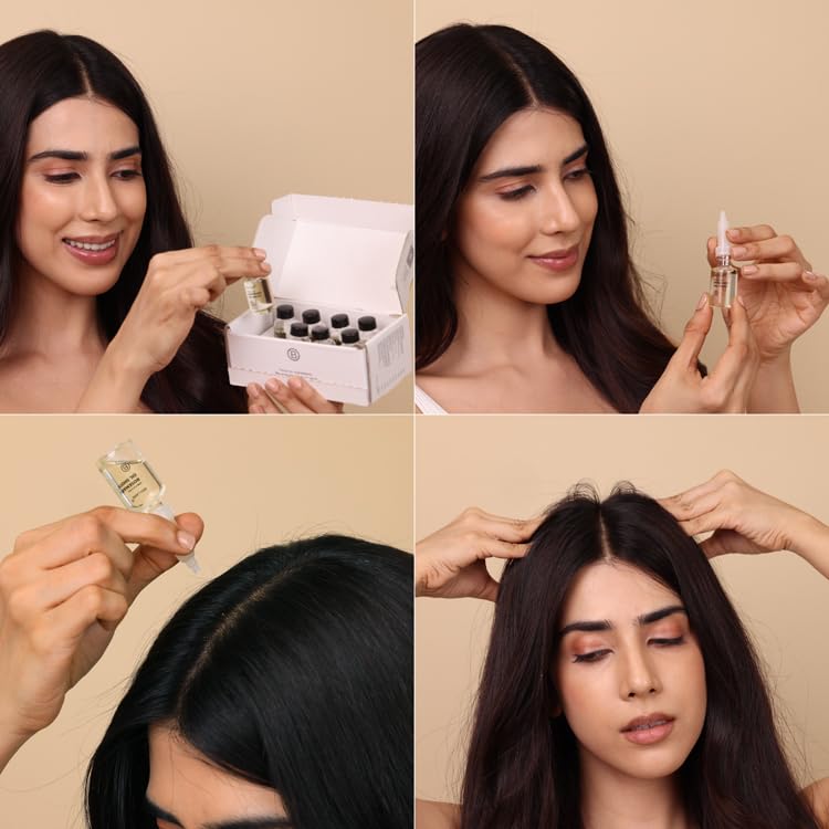 BRILLARE Rosemary Oil Shots being applied to scalp for nourishment.