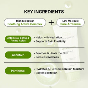 BRING GREEN Artemisia Calming EX Water Cream applying to skin showing soothing feel