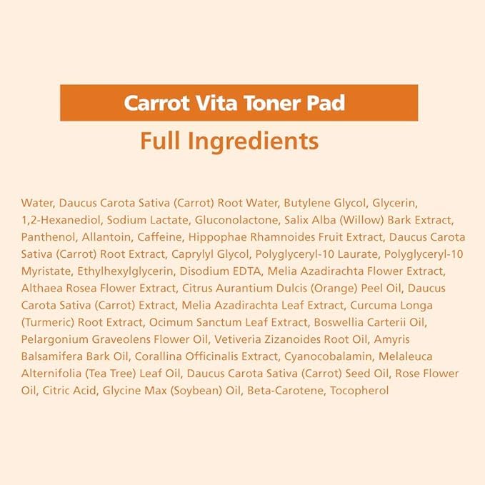 BRING GREEN Carrot Toner Pad label notes vegan and cruelty-free testing