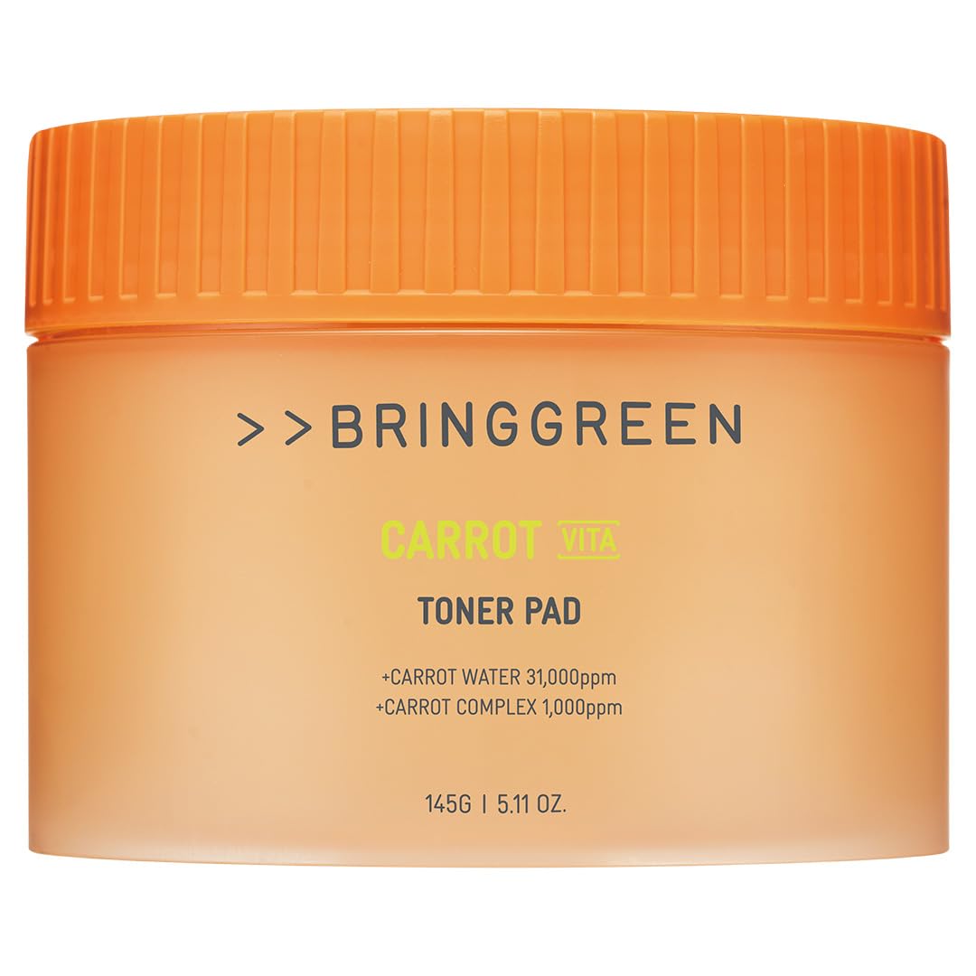 BRING GREEN Carrot Toner Pad packaging showcases vibrant branding for daily skincare