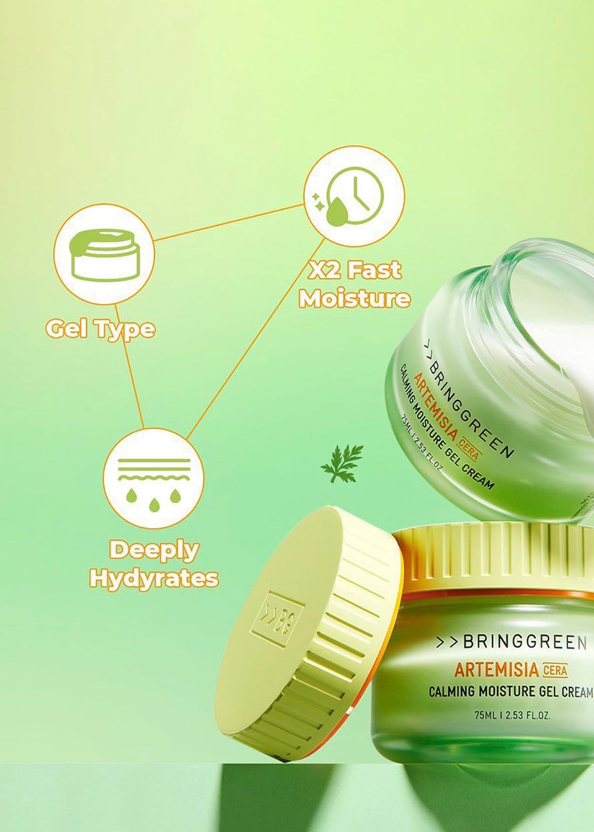 Irritation reduction test icon for BRING GREEN Artemisia Cera Calming Moisture Gel Cream.