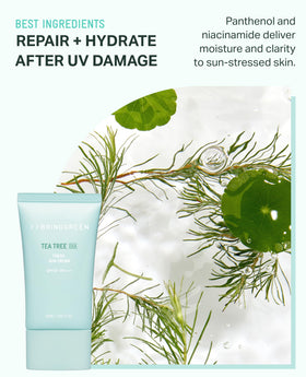 BRING GREEN Tea Tree CICA Mineral Sunscreen travel size fits bags for on-the-go sun care.