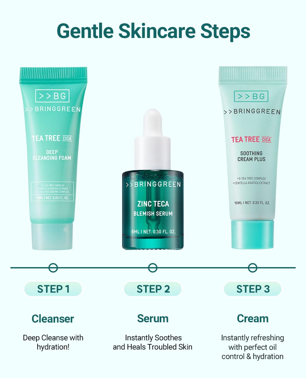 Bring Green Tea Tree Cica Moisturizer tube delivers lightweight hydration.