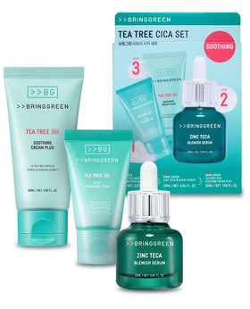 BRING GREEN Tea Tree Cica Set box shown for a clear skin routine