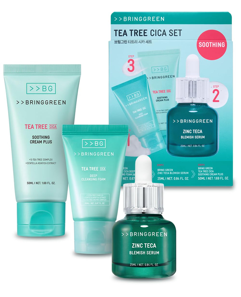 BRING GREEN Tea Tree Cica Set box shown for a clear skin routine