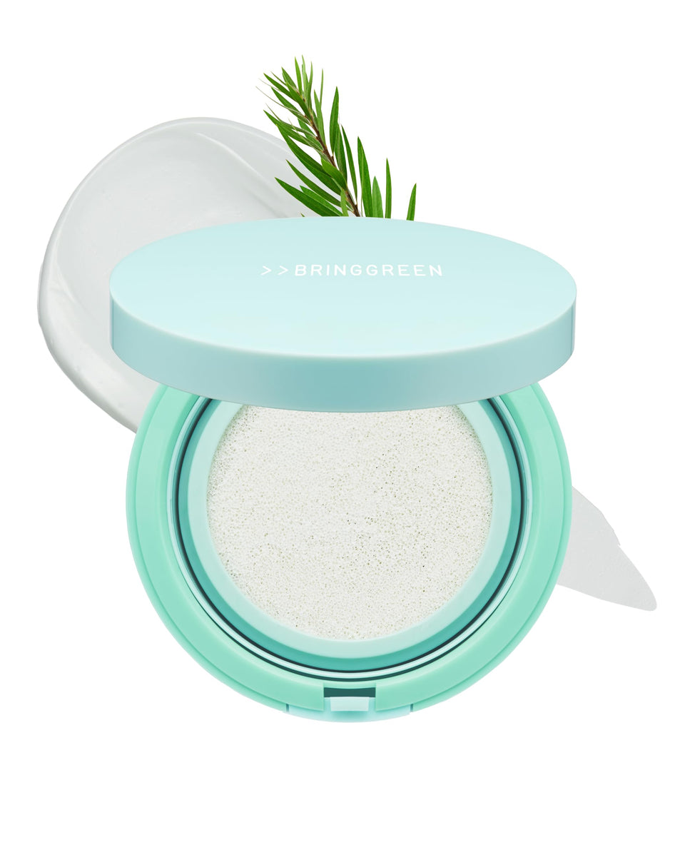 BRING GREEN Tea Tree CICA Sun Cushion packaging for daily mineral SPF