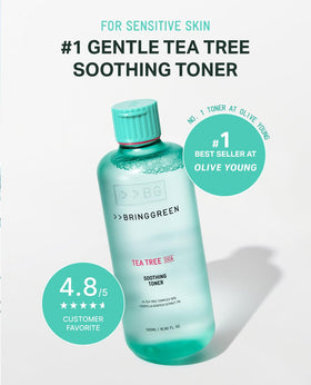 BRING GREEN Tea Tree CICA Toner texture close-up shows light, hydrating formula