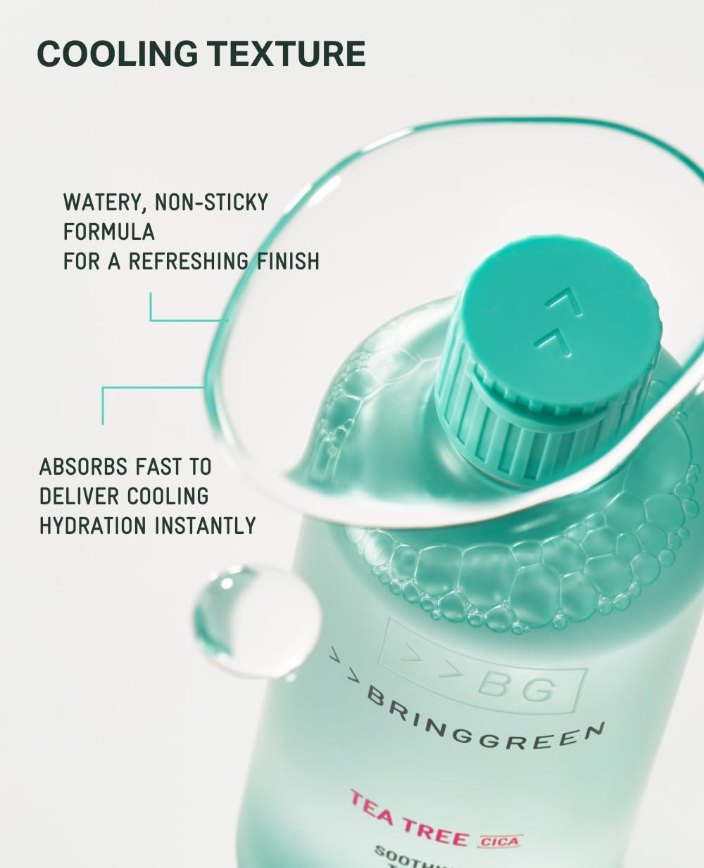 BRING GREEN Tea Tree CICA Toner usage step shows daily routine integration