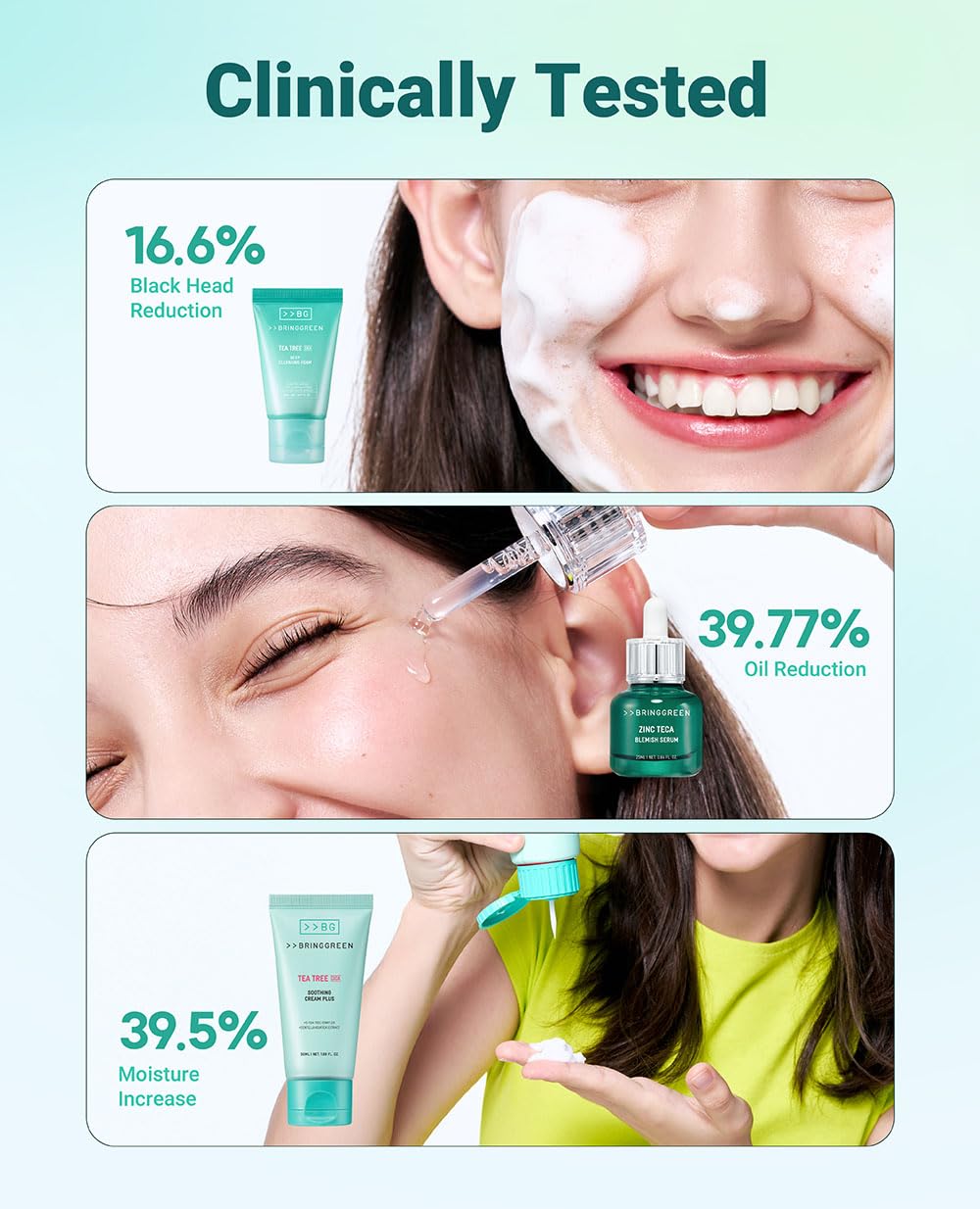 Bring Green Zinc Teca Serum vial targets redness and balance.