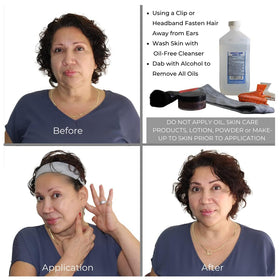 Bring It Up neck lift tape on the neck showing a smoother, firm line.