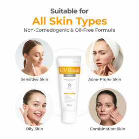 Brinton UV Doux Mineral Sunscreen no white cast for natural look.
