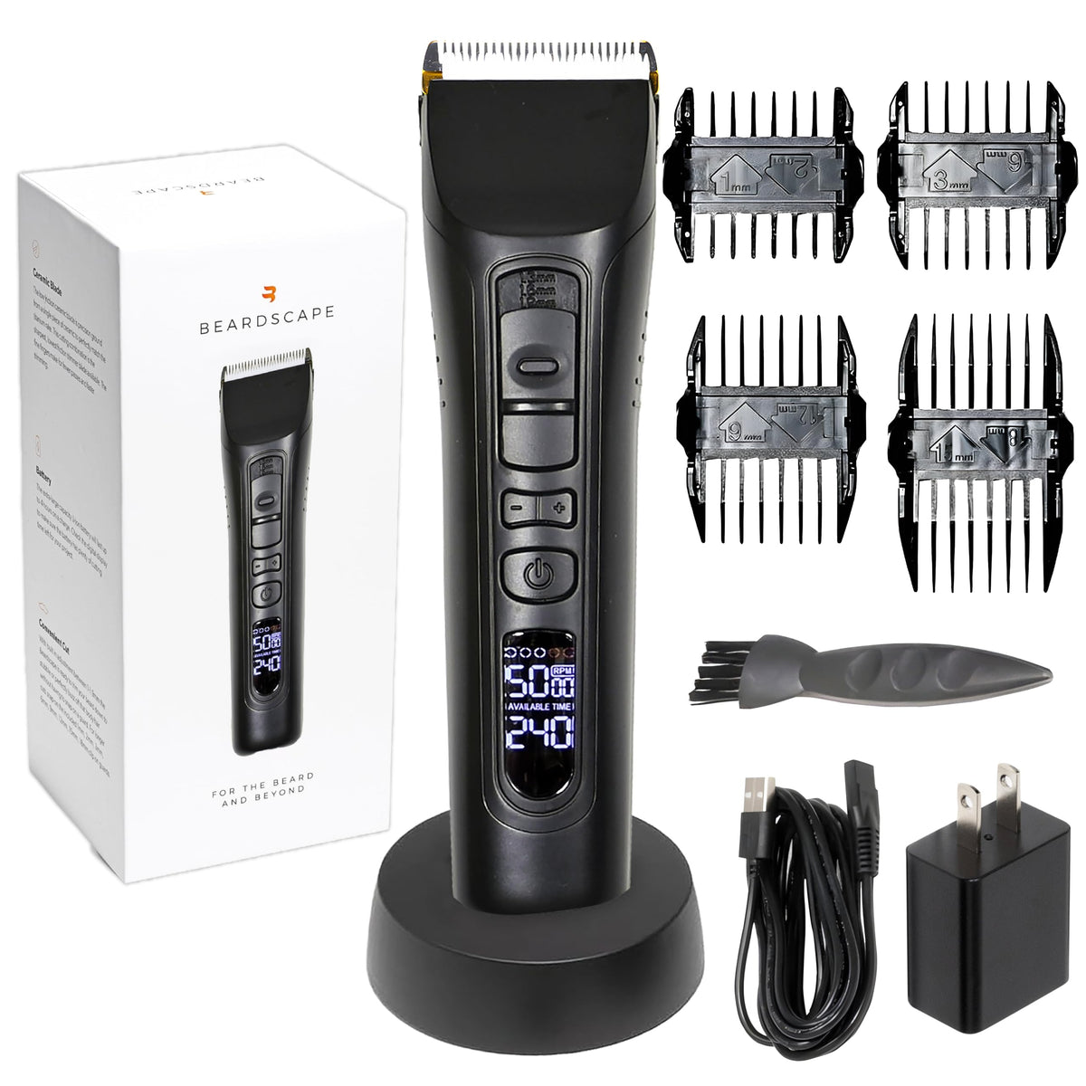 Brio Beardscape V1 ceramic blade closeup for smooth, cooler trims.