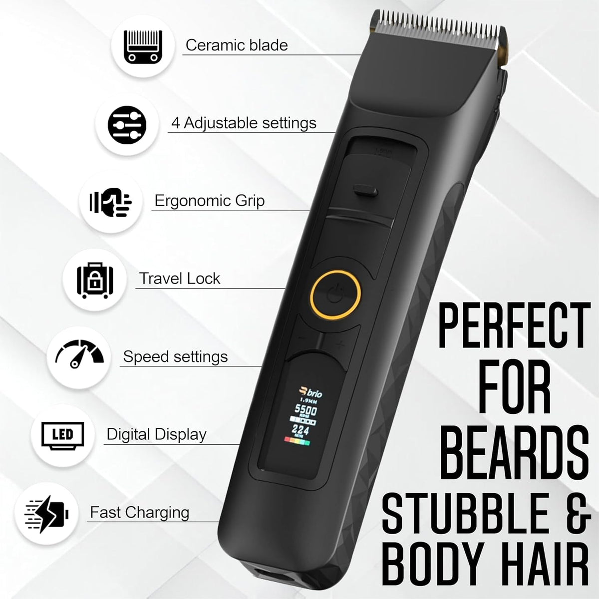 Brio Pro Travel Case keeps grooming tools organized on the go.