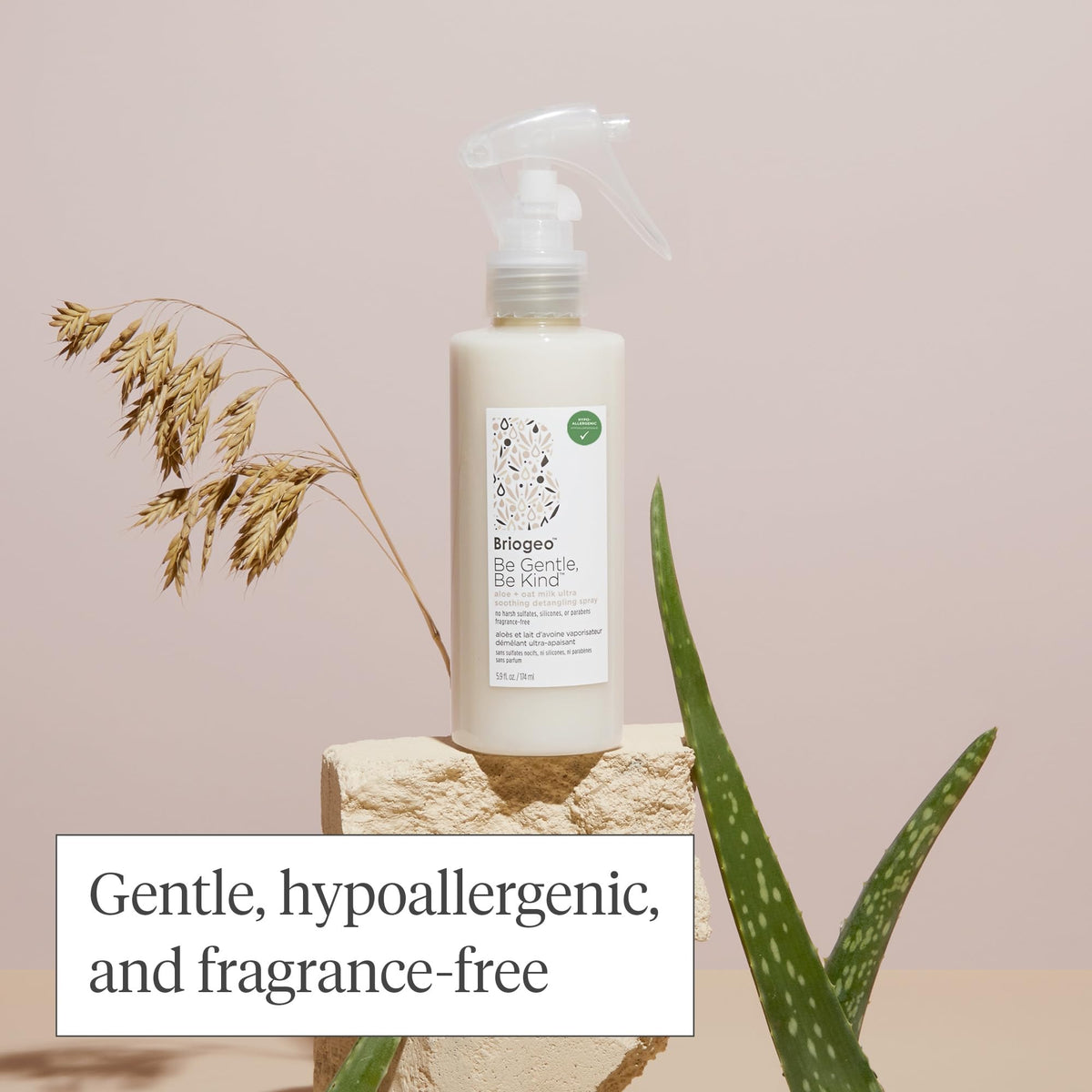 Briogeo Be Gentle Be Kind spray applied to damp hair for detangling
