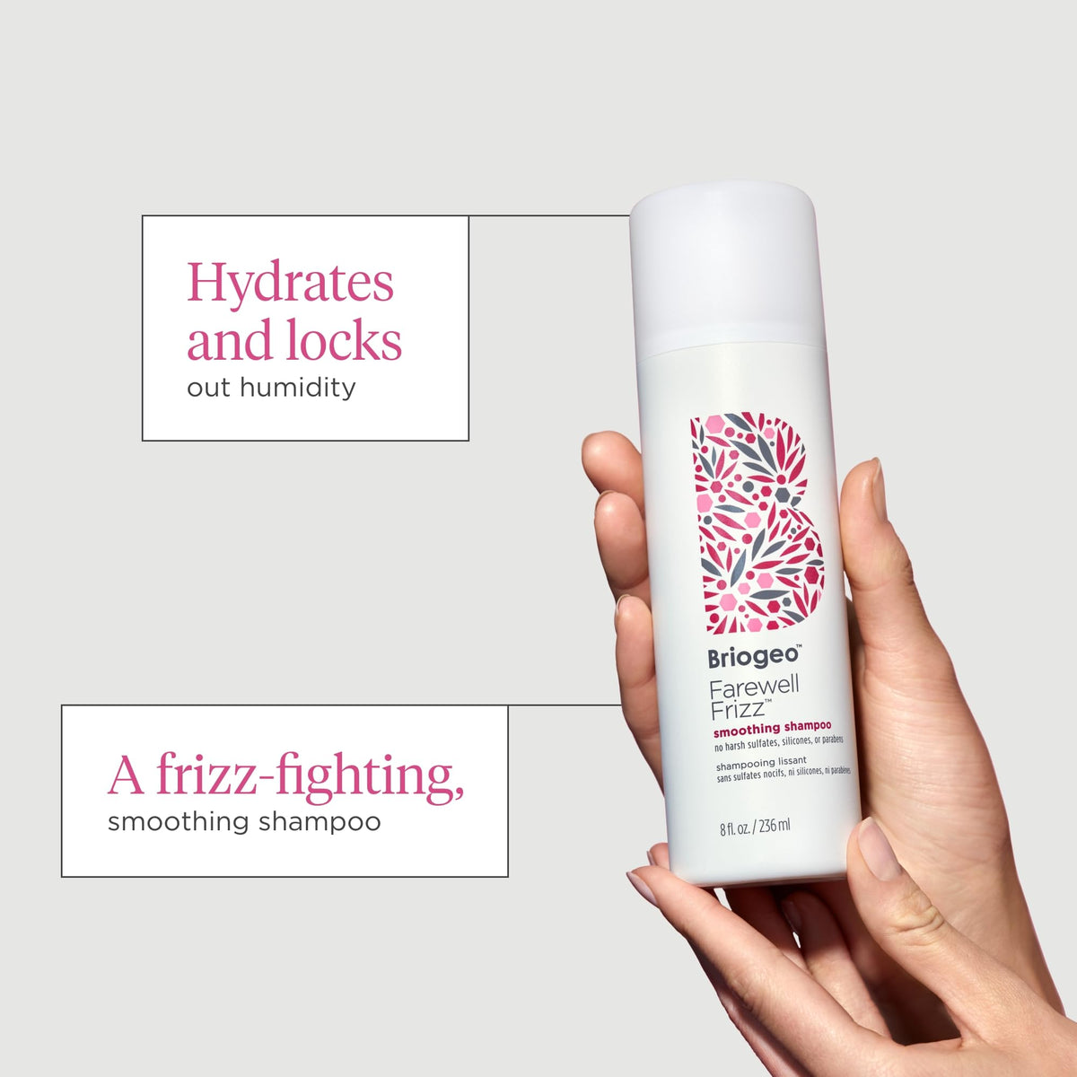 Briogeo Farewell Frizz Shampoo on color-treated hair concept image for daily use