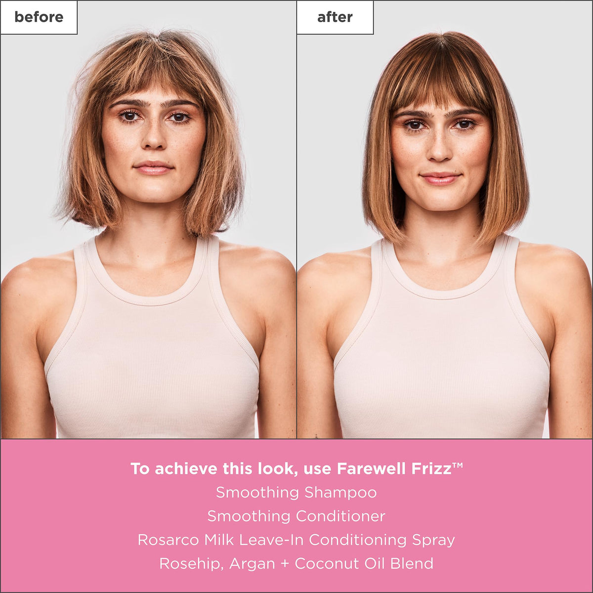 Briogeo Farewell Frizz Shampoo label closeup highlighting silicone-free and sulfate-free formula