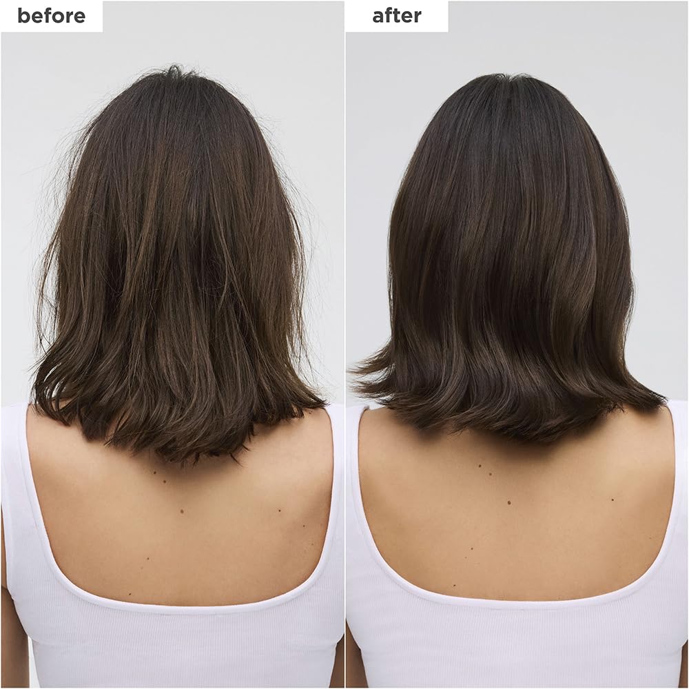 Briogeo Style + Treat 4-in-1 oil on fine hair adds subtle shine.