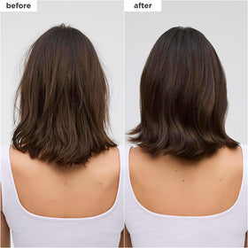 Briogeo Style + Treat 4-in-1 oil on fine hair adds subtle shine.
