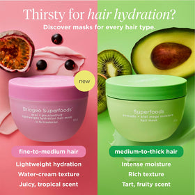 Hair strands after using Briogeo mask appear soft and shiny.