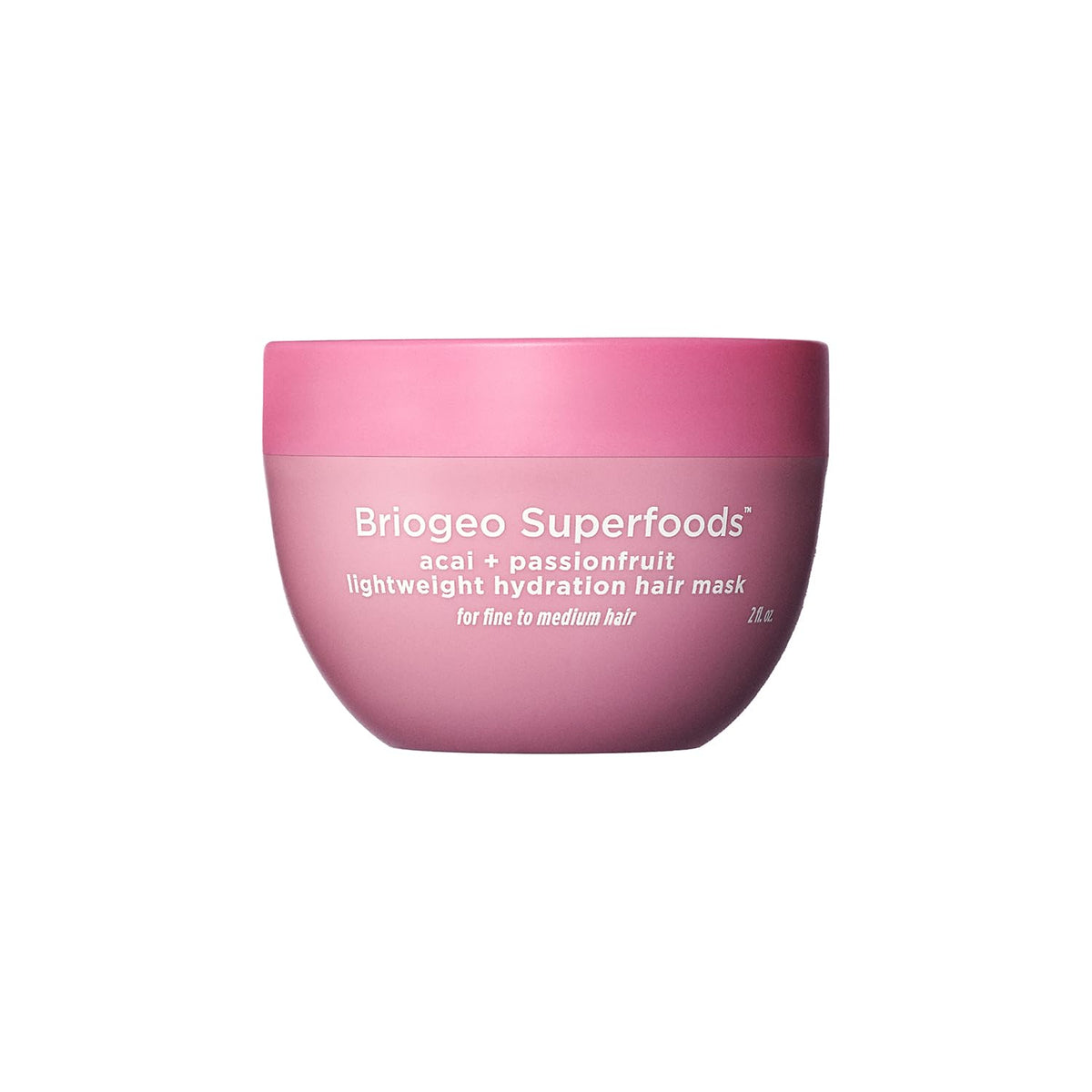 Briogeo Superfoods Acai + Passionfruit mask jar provides lightweight hydration for dry hair.