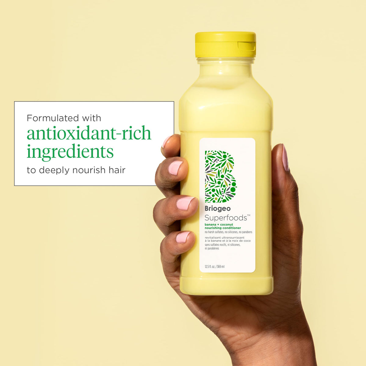 Banana and coconut ingredients displayed to emphasize antioxidant-rich nourishment for strands.