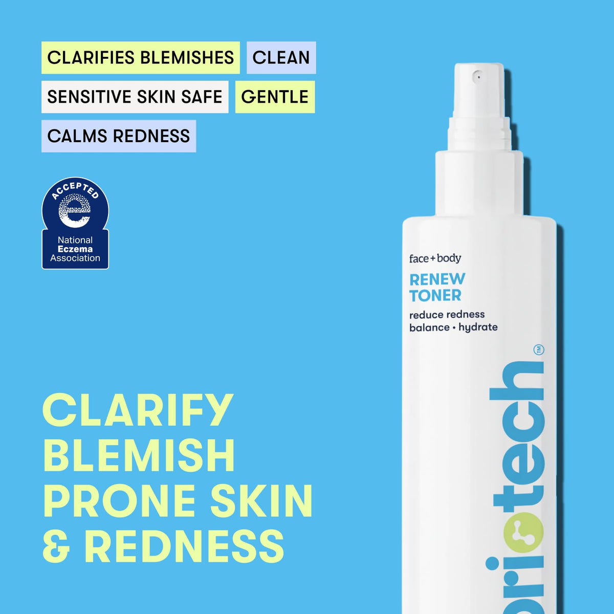BRIOTECH Renew Toner label close-up highlighting vegan HOCl formula