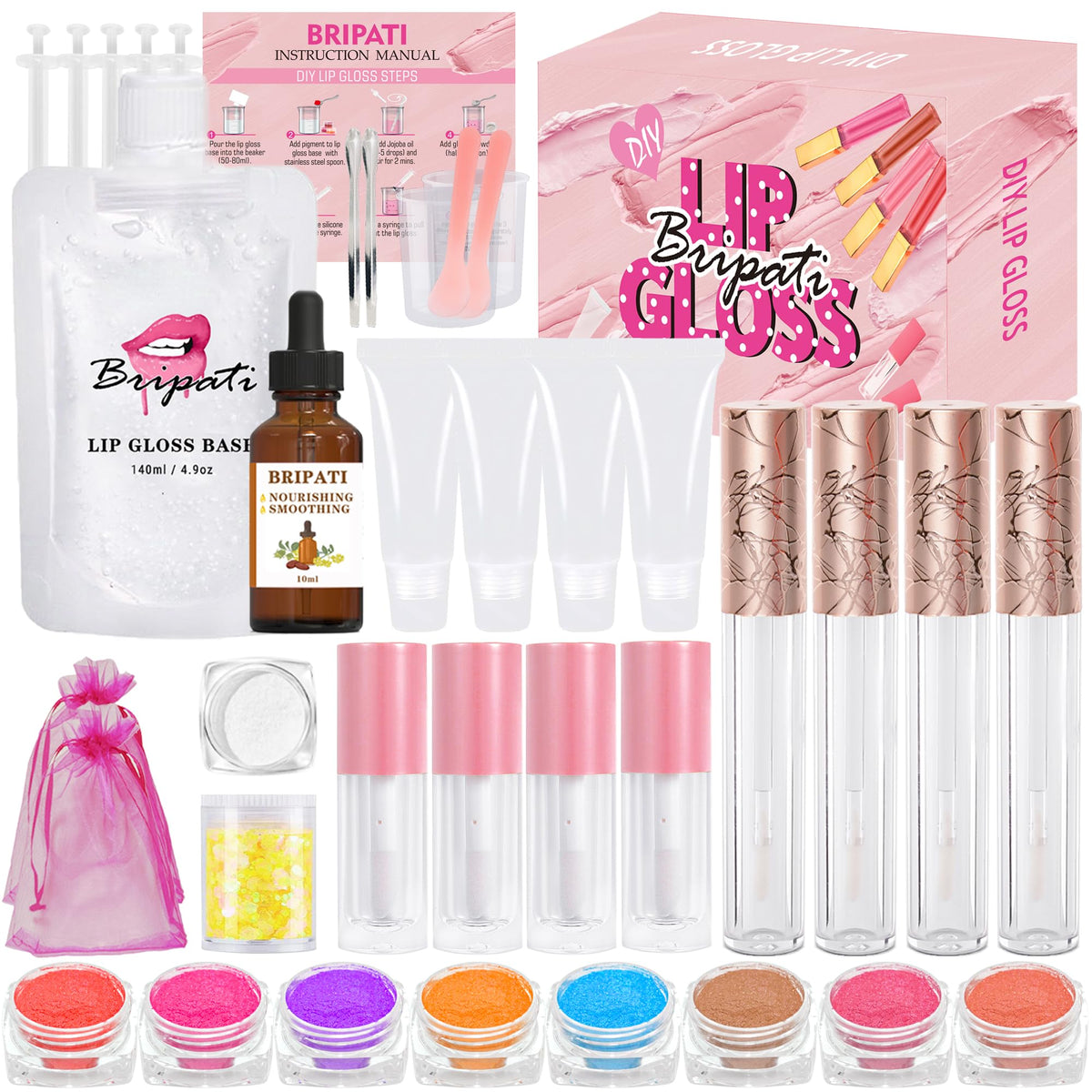 BRIPATI DIY lip gloss base bottle for smooth, customizable gloss preparation.