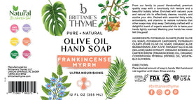 Brittanie's Thyme foaming hands with frankincense for a fresh fragrance.
