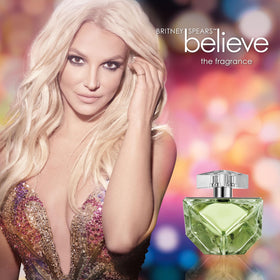Britney Spears Believe heart notes with honeysuckle and Linden invite everyday elegance.