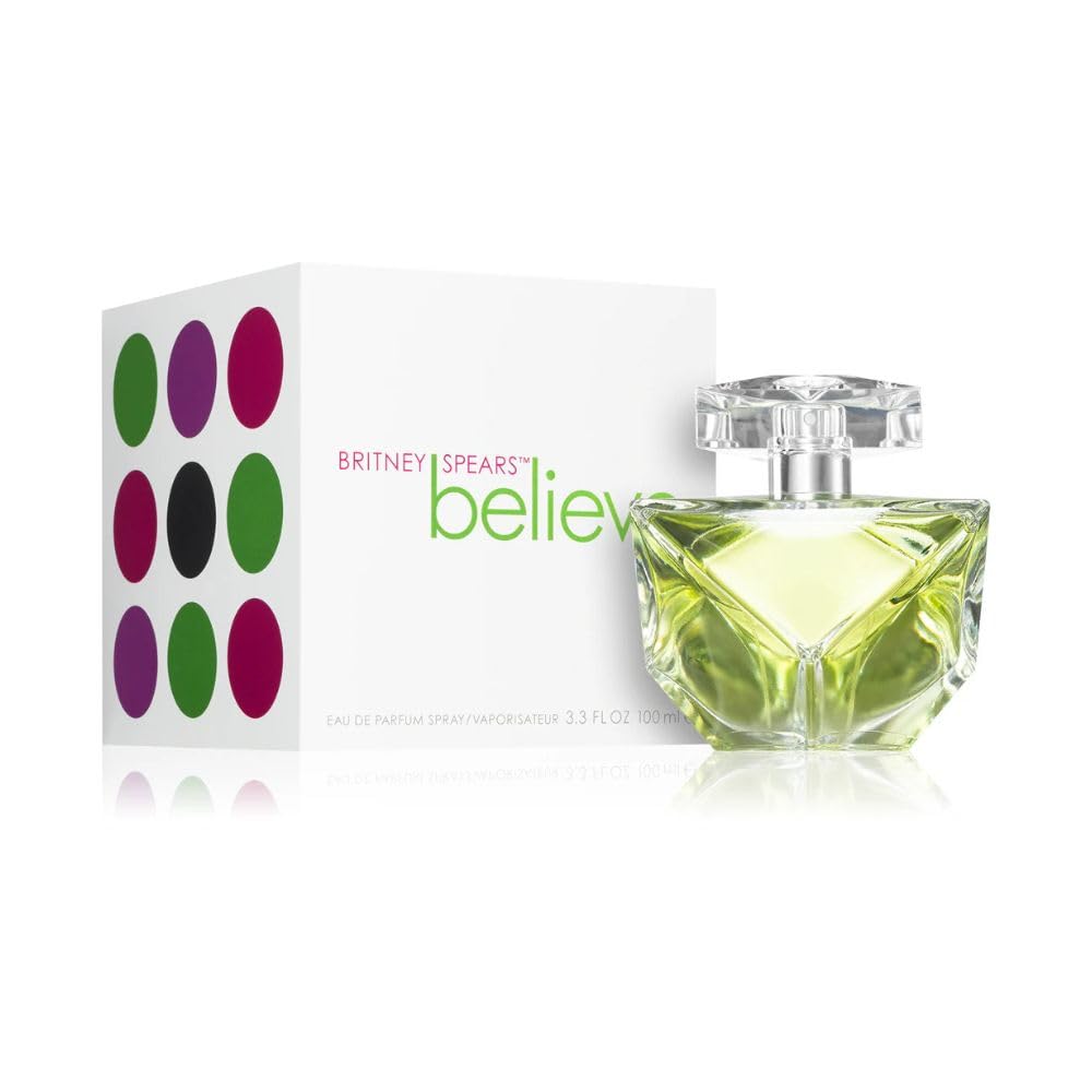 Britney Spears Believe packaging on sleek box, suggesting gifting-ready luxury.