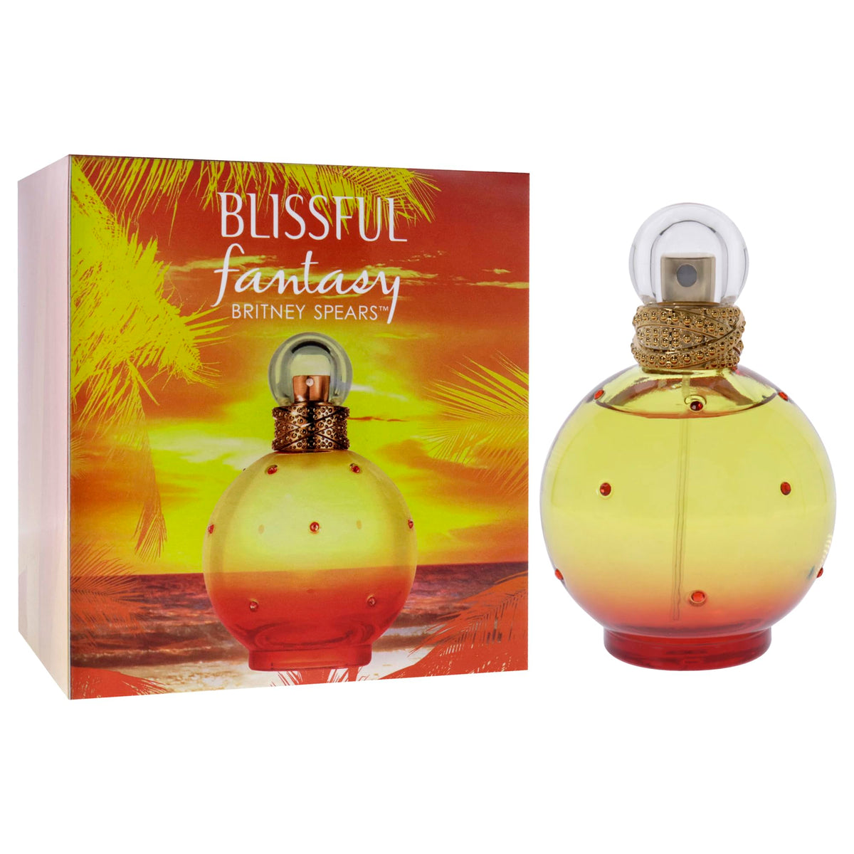 Britney Spears Blissful Fantasy bottle bathed in sunlight evokes carefree summer mood
