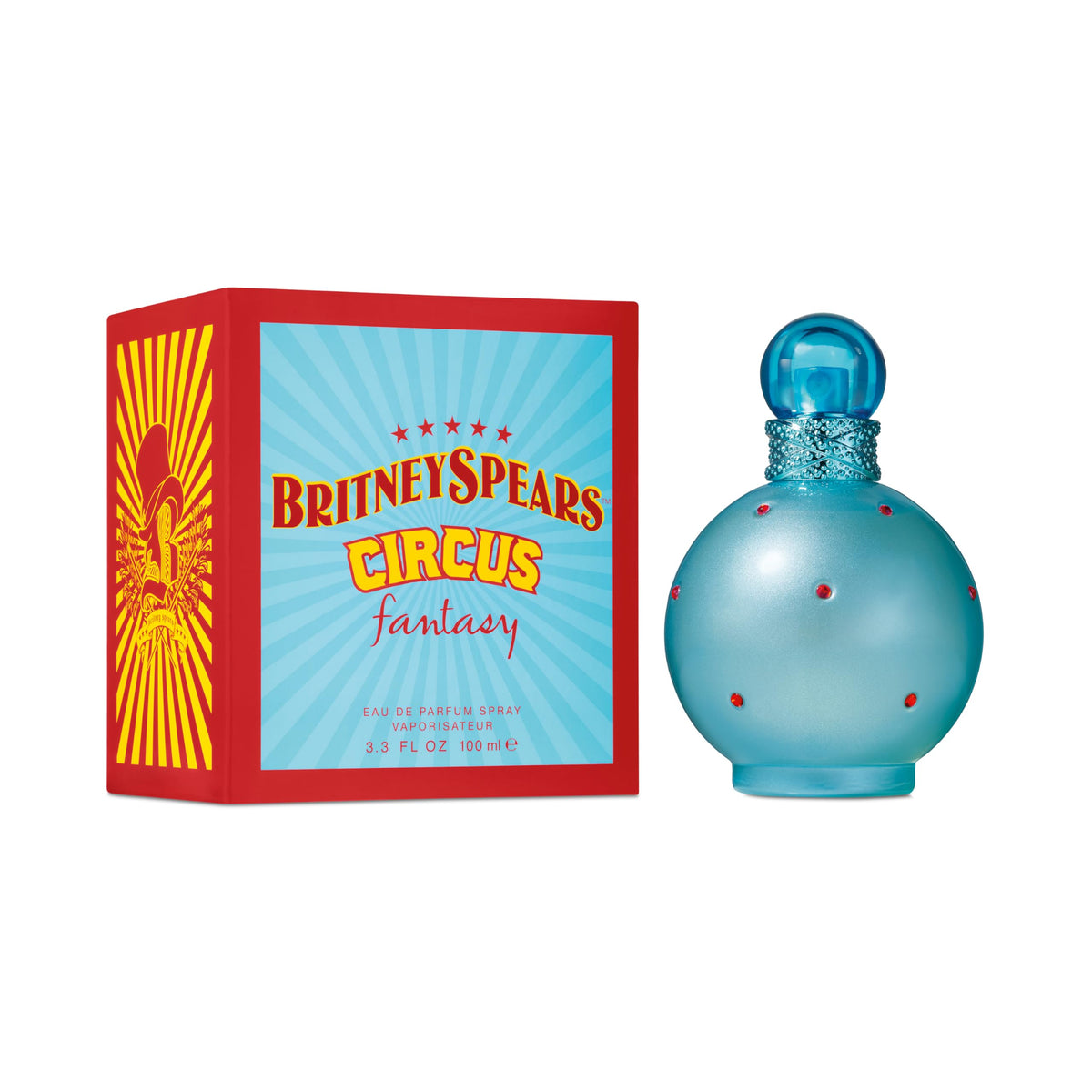 Britney Spears Circus Fantasy bottle cap close-up shows pearlescent accents for display.