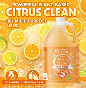Brittanie's Thyme Citrus Castile bottle image for versatile cleaning uses