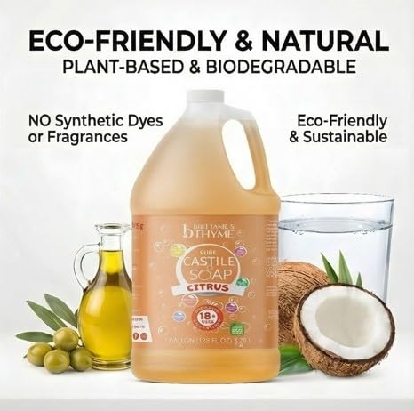 Brittanie's Thyme Citrus Castile dishes image for natural cleaning