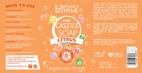 Brittanie's Thyme Citrus Castile packaging image emphasizing recycling