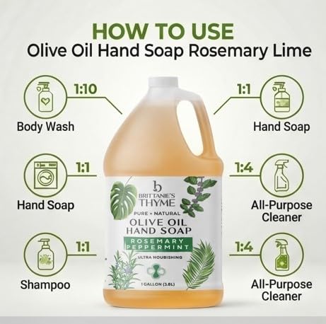 Brittanie's Thyme soap used as a versatile cleaner for dishes and hands.
