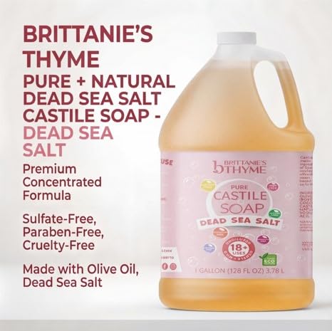Brittanie's Thyme olive oil and coconut oil cleanser showing a rich hand lather.